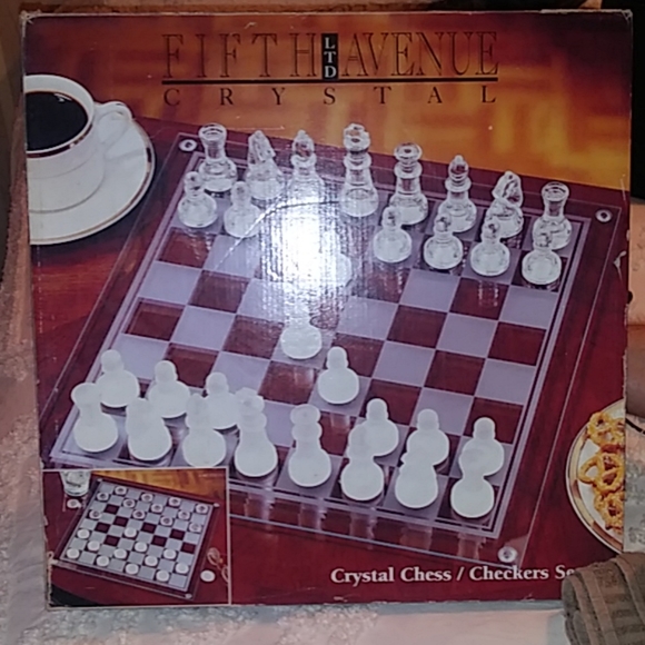 Brand New Never beenrystal Checkers and chess Set